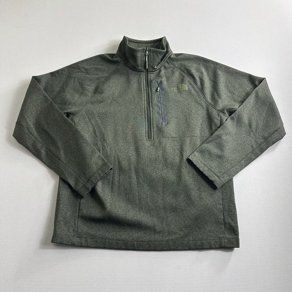 The North Face Half Zip Pullover Softshell Lined Jacket Men's Size Medium Green - Picture 1 of 8